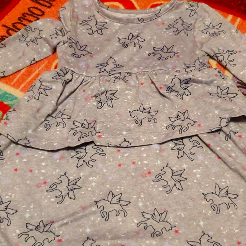 2T long sleeve unicorn dress